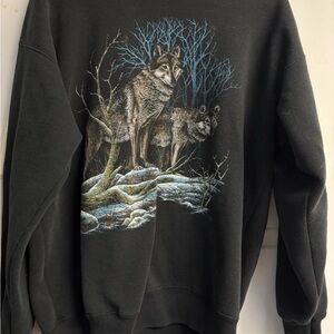 Lee Black Crewneck Sweatshirt with Wolf Graphic